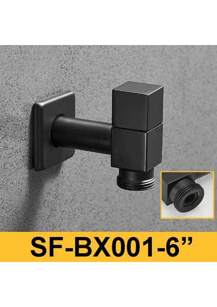 SF-BX001-6 Tarzı Siyah Pirinç Duvara Monte Banyo Köşe Çamaşır Makinesi Musluk Açık Dış Bahçe Bibcock Banyo Tuvalet Paspas Havuz Muslukları (Yurt Dışından)