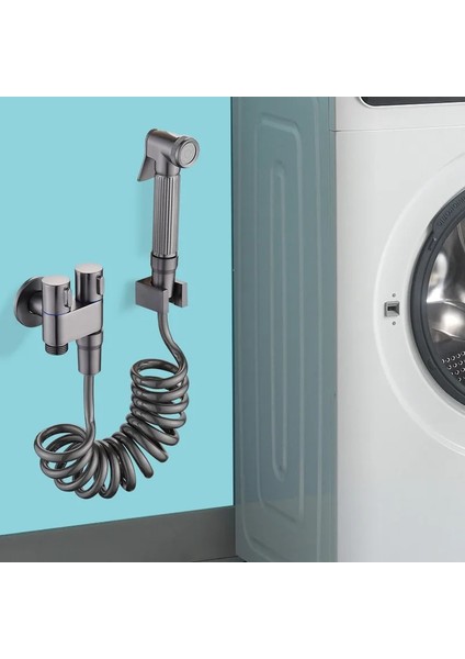 Tarz 2 Tarz Çamaşır Makinesi Musluk Çift Kullanımlı Banyo Bide Musluk Seti Duvara Monte Krom Siyah Pirinç Bibcock (Yurt Dışından) modelleri