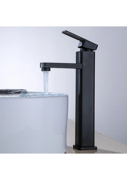 Siyah Standart Stil Hortumsuz Banyo Havzası Musluk Abs Paslanmaz Çelik Fırın Musluk Bakır Alt Kare Tek Delik Pişirme Boya Soğuk Sıcak Lavabo Muslukları (Yurt Dışından) fırsatları