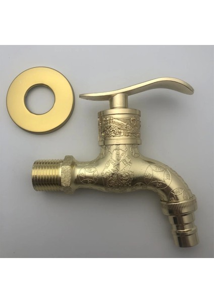 No.6 Stili Duvara Montaj Bibcock Antik Ejderha Oyma Pirinç Retro Küçük Musluk Dekoratif Açık Bahçe Musluk Çamaşır Makinesi Paspas Wc Musluklar (Yurt Dışından)