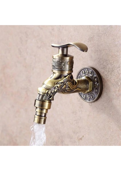 No.6 Stili Duvara Montaj Bibcock Antik Ejderha Oyma Pirinç Retro Küçük Musluk Dekoratif Açık Bahçe Musluk Çamaşır Makinesi Paspas Wc Musluklar (Yurt Dışından) modelleri