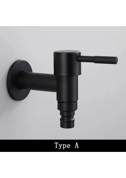 A Stili Yazın Duvara Monte Musluk Tek Soğuk Lavabo Musluğu Siyah Su Musluğu Banyo Çamaşır Makinesi Lavabo Paspas Havuzu Için (Yurt Dışından)