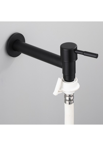 A Stili Yazın Duvara Monte Musluk Tek Soğuk Lavabo Musluğu Siyah Su Musluğu Banyo Çamaşır Makinesi Lavabo Paspas Havuzu Için (Yurt Dışından)