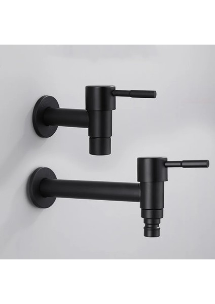 A Stili Yazın Duvara Monte Musluk Tek Soğuk Lavabo Musluğu Siyah Su Musluğu Banyo Çamaşır Makinesi Lavabo Paspas Havuzu Için (Yurt Dışından)