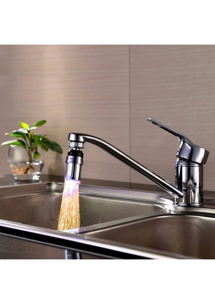 Gümüş Tarzı Mutfak Lavabo 7 Renk Değişimi Su Aydınlık Su Akış Duş LED Musluk Musluk Işık Filtresi Memesi Su Tasarruflu Duş Spreyi (Yurt Dışından) modelleri