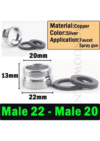 M22 - M20 Stili 2pcslot M22 Konu Paslanmaz Çelik Konnektör Musluk Bağlantıları Su Arıtma Aksesuarı Mutfak Su Musluk Adaptörü (Yurt Dışından)