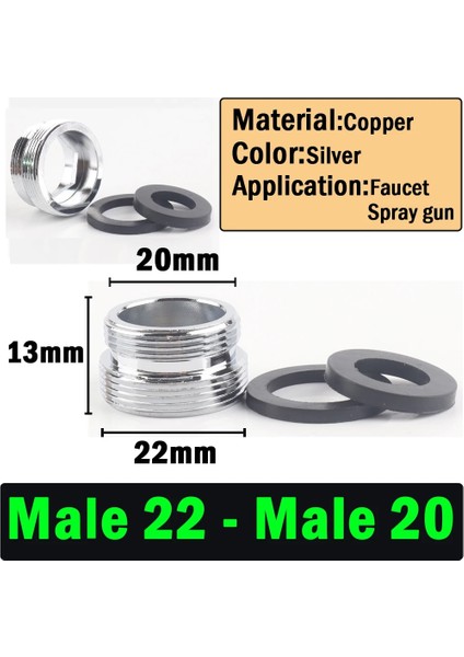M22 - M20 Stili 2pcslot M22 Konu Paslanmaz Çelik Konnektör Musluk Bağlantıları Su Arıtma Aksesuarı Mutfak Su Musluk Adaptörü (Yurt Dışından) fırsatları