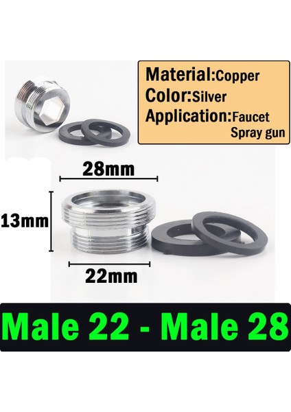 M22 - M20 Stili 2pcslot M22 Konu Paslanmaz Çelik Konnektör Musluk Bağlantıları Su Arıtma Aksesuarı Mutfak Su Musluk Adaptörü (Yurt Dışından) indirimleri