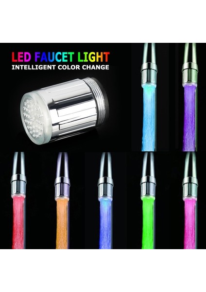 Kırmızı Stil Mutfak Banyo Aksesuarları 3 Renk Rgb Glow Duş LED Musluk Sıcaklık Kontrollü LED Işık Su Duş Başlığı Su Musluğu (Yurt Dışından)