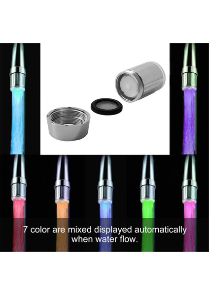 Mavi Adaptör Yok Stili 7 Renk LED Işık Su Glow Musluk Dokunun Rgb Paslanmaz Çelik Su Musluk Memesi Mutfak Musluk Banyo Mutfak Aksesuarları (Yurt Dışından)