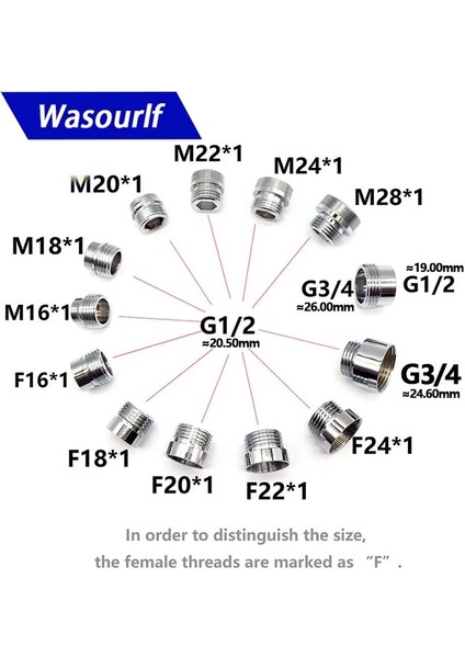 M20-G1.2 Tarzı Wasourlf M22 Erkek Dış Dişli Transfer G Inç Konnektör Dış Adaptör Duş Banyo Mutfak Pirinç Musluk Aksesuarları (Yurt Dışından) fiyatları