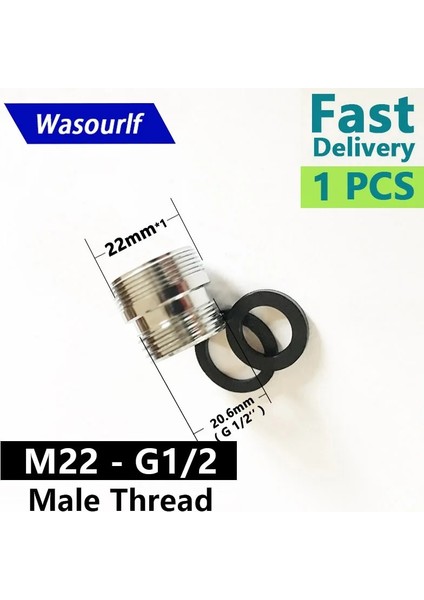 M20-G1.2 Tarzı Wasourlf M22 Erkek Dış Dişli Transfer G Inç Konnektör Dış Adaptör Duş Banyo Mutfak Pirinç Musluk Aksesuarları (Yurt Dışından) fırsatları