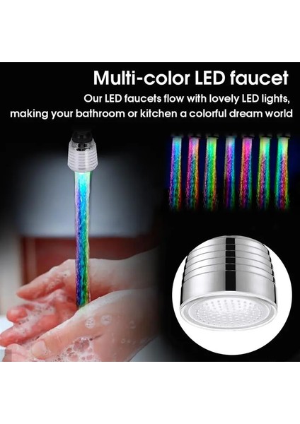 Tip 1 Stili LED Su Musluk Glow Musluk Memesi Rgb Çoklu Renk Otomatik Değişen Su Dokunun Banyo Mutfak Musluk Nozulları Aksesuarları (Yurt Dışından)