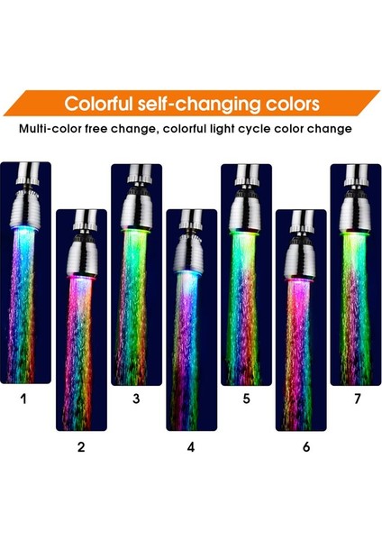 Tip 1 Stili LED Su Musluk Glow Musluk Memesi Rgb Çoklu Renk Otomatik Değişen Su Dokunun Banyo Mutfak Musluk Nozulları Aksesuarları (Yurt Dışından)