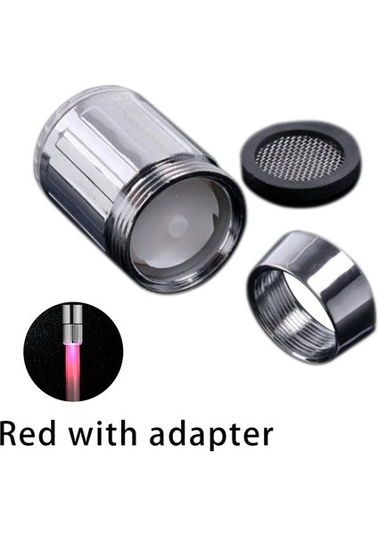Adaptör Stiliyle Kırmızı 3 Renkli Işıklı LED Sıcaklığa Duyarlı Musluk Mutfak Banyo Kızdırma Su Tasarruflu Musluk Havalandırıcı Musluk Memesi Duş (Yurt Dışından)
