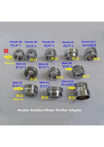 Mingjin Shop2 M18 - M22 Stili G G M22 Konnektörleri Mutfak Havalandırıcı Fıskiye Su Arıtma Adaptörü Musluk Uzatma Uzunluğu Adaptörleri (Yurt Dışından)