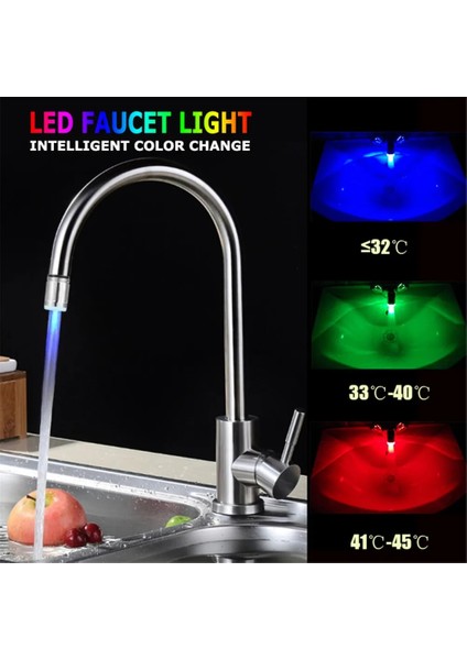 3 Renk ve Adaptör Stili 7 Renk Değişen Kızdırma LED Musluk Işık Su Akışı Musluk Banyo Mutfak Lambası Sıcaklık Kontrollü LED Musluk Pil Gerektirmez (Yurt Dışından) modelleri