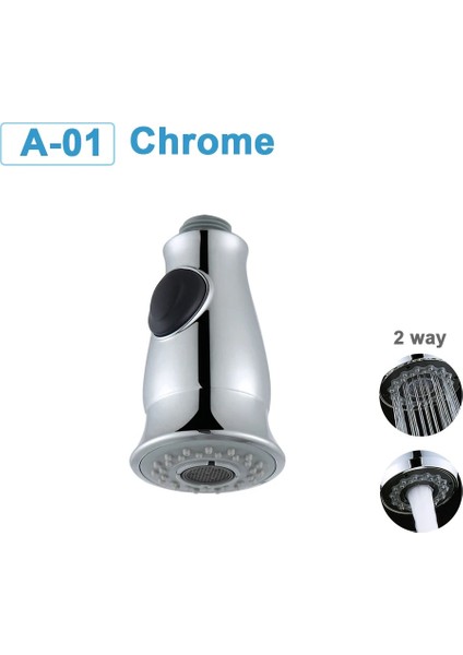 A-01 Krom Tarzı G Mutfak Musluk Kafası Dışarı Çekin Duş Memesi Püskürtücü Banyo Lavabo Musluğu Yedek Aksesuar Siyah Gümüş Altın Kafa Havalandırıcı (Yurt Dışından)