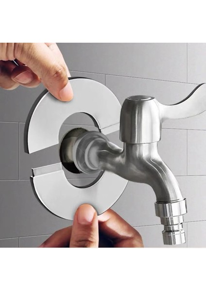 100X42MM Tarzı 1 Adet Kendinden Yapışkanlı Paslanmaz Ayakta Çelik Su Borusu Duvar Kapağı Banyo Aksesuarları Krom Fower Musluklar Dekoratif Kapak (Yurt Dışından)