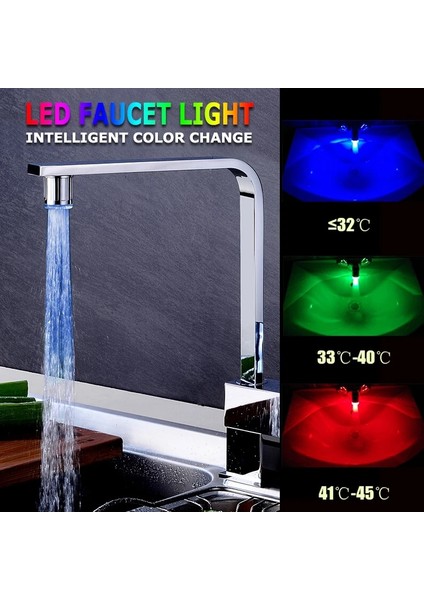 Adaptör Stiliyle Kırmızı LED Sıcaklığa Duyarlı 3 Renkli Işıklı Musluk Mutfak Banyo 7 Renk Glow Su Tasarruf Musluk Havalandırıcı Dokunun Memesi Duş (Yurt Dışından) modelleri