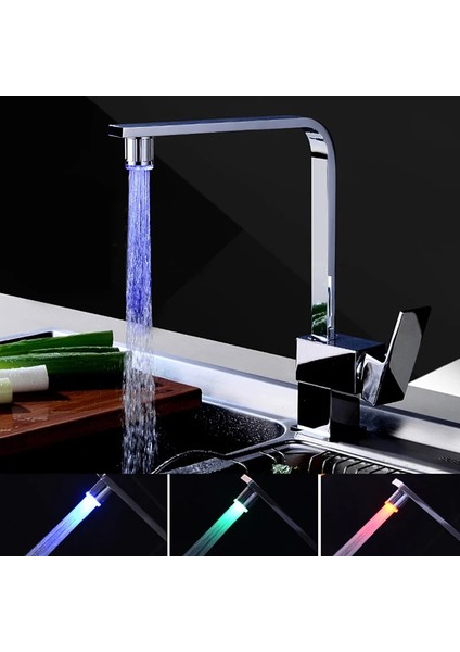 Adaptör Stiliyle Kırmızı LED Sıcaklığa Duyarlı 3 Renkli Işıklı Musluk Mutfak Banyo 7 Renk Glow Su Tasarruf Musluk Havalandırıcı Dokunun Memesi Duş (Yurt Dışından) indirimleri