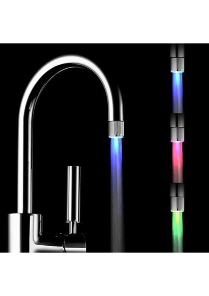 Tek Renk Tarzı LED Sıcaklık Musluk 3 Renkli Işıklı Musluk Mutfak Banyo 7 Renk Glow Su Tasarruf Musluk Havalandırıcı Dokunun Memesi Duş Musluk (Yurt Dışından)