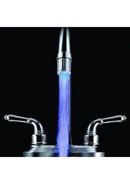 Adaptör Stiliyle Mavi LED Sıcaklık Sensörlü Işık Mutfak Musluk Adaptörü Nozülleri 7 Renk Mutfak Bak Su Musluğu Mutfak Musluk Aksesuarları (Yurt Dışından)