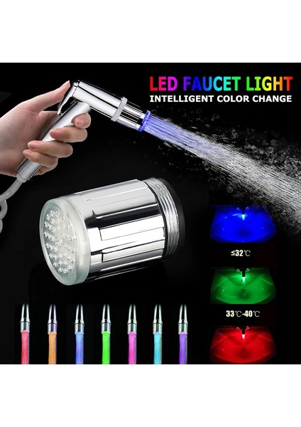 Adaptör Stiliyle Mavi LED Sıcaklık Sensörlü Işık Mutfak Musluk Adaptörü Nozülleri 7 Renk Mutfak Bak Su Musluğu Mutfak Musluk Aksesuarları (Yurt Dışından) modelleri