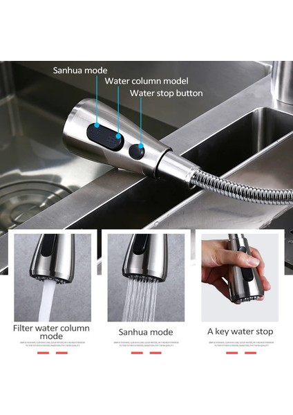 Siyah Stil Mutfak Musluk Püskürtücü Borulu MATTE1PC Siyah Aşağı Çekin Musluk Püskürtme Başlığı Mutfak Lavabo Musluğu Memesi Yedek Parça Musluk Kafası (Yurt Dışından) indirimleri