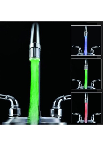 Yeşil Renk Stili 3 Renk 7 Renk Değişen Glow Light-Up LED Mutfak Musluk Duş Dokunun Yenilik Aydınlık Musluk Memesi Başkanı Işık Banyo Işık (Yurt Dışından) fiyatları