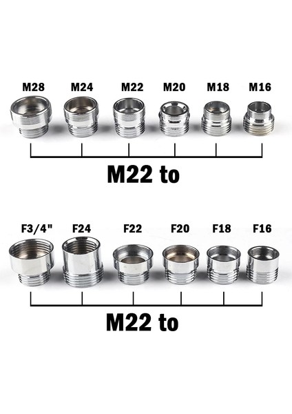 KADIN22MMXM22 Stili 2 Adetlot M22 Ila 16 ~ 26MM Musluk Dişli Bağlantılar Gümüş G G Erkek Konu Paslanmaz Çelik Bağlayıcı Mutfak Bakır Aksesuarları (Yurt Dışından)