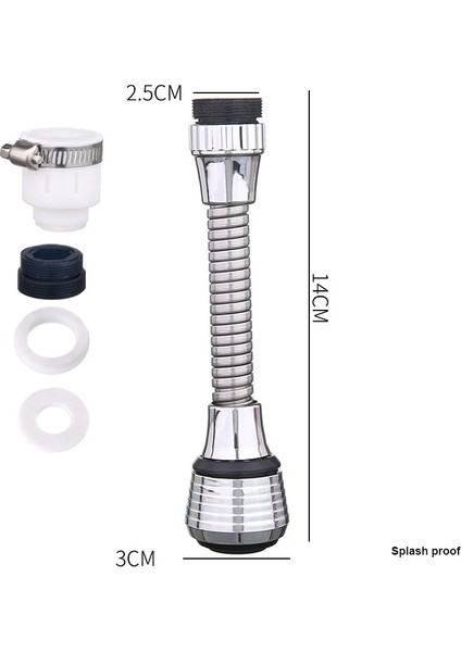 Normal Tarz Esnek Musluk Havalandırıcı Genişletilmiş Derece Döner Ev Lavabo Musluğu Püskürtücü Anti-Sıçrama Su Filtresi Adaptörü Mutfak Için (Yurt Dışından)