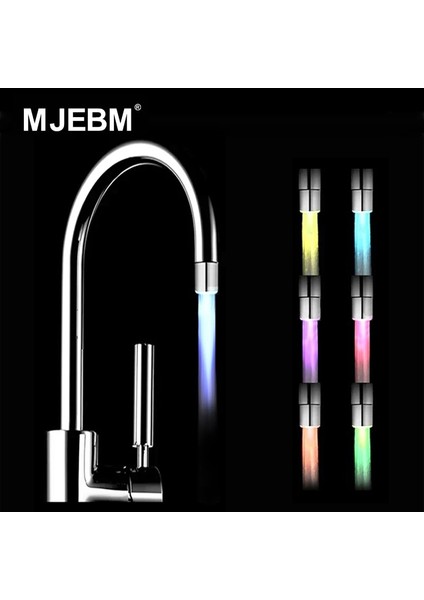 Adaptör Stiliyle 3 Renk Su Musluğu Için Uğurlu Değişen Renk Nozulu LED Çok Renkli Musluk Işık Nozulu Su Tasarrufu Sağlayan Glow Duş Akışı Musluk Nozulu (Yurt Dışından)