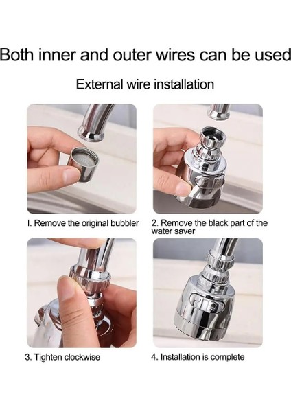 AH0068-02 Tarzı Derece Döner Mutfak Musluk Havalandırıcı Ayarlanabilir Çift Modlu Püskürtücü Filtre Difüzör Su Tasarruf Memesi Musluk Konektörü (Yurt Dışından) fırsatları