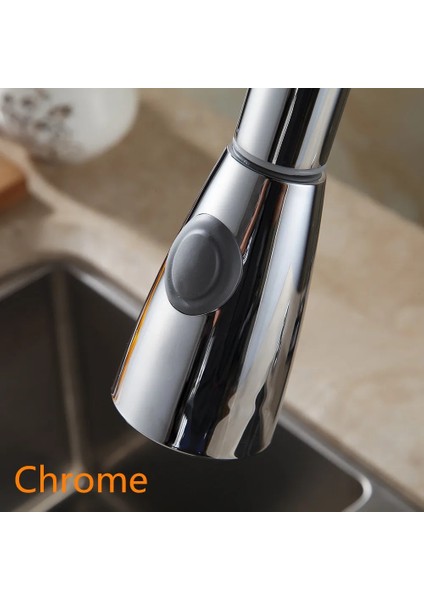 Krom Stili Abs Fırçalanmış Nikel Krom Gümüş Lavabo Mutfak Musluk Aşağı Çekin Çift Sprey Borulu, Duş Başlığı Mutfak Musluk Borulu Aksesuarları (Yurt Dışından)