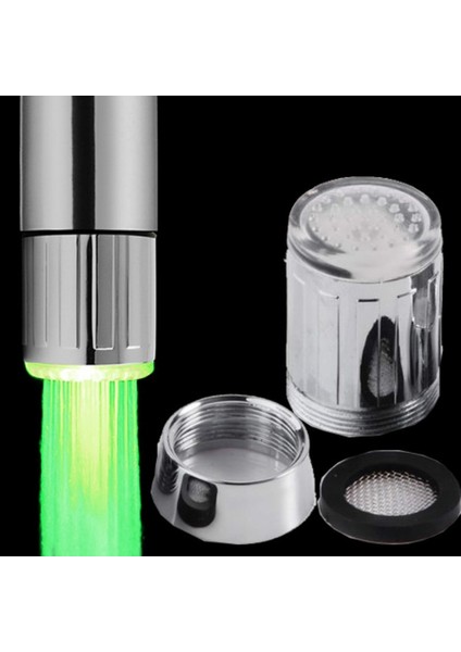 Tek Renk Tarzı Işıklı LED Su Musluk Değişen Kızdırma Mutfak Duş Musluk Su Tasarrufu Yenilik Aydınlık Musluk Memesi Kafa Banyo Işık (Yurt Dışından)