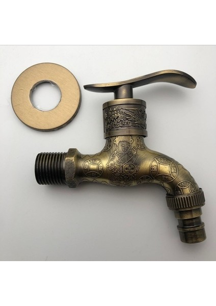 Yeşil Bronz Tarzı Oyma Duvar Şişe Musluk Bibcock Çinko Alaşım Retro Musluk Dekoratif Açık Bahçe Musluk Çamaşır Makinesi Paspas Dokunun Torneira De Parede (Yurt Dışından)