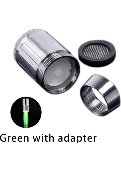 Adaptör Stiliyle Yeşil 3 Renkli Işıklı LED Sıcaklığa Duyarlı Musluk Mutfak Banyo Kızdırma Su Tasarruflu Musluk Havalandırıcı Musluk Memesi Duş (Yurt Dışından)