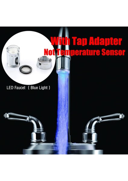 Mavi Renk Stili LED Su Musluk Akışı Işık Mutfak Banyo Duş Musluk Musluk Memesi Kafa 7 Renk Değişimi Sıcaklık Sensörü Işık Musluk LED (Yurt Dışından)