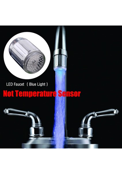 Mavi Renk Stili LED Su Musluk Akışı Işık Mutfak Banyo Duş Musluk Musluk Memesi Kafa 7 Renk Değişimi Sıcaklık Sensörü Işık Musluk LED (Yurt Dışından) modelleri