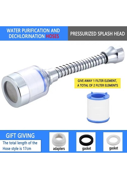 Hortumlar Birleşik Tarzı Mutfak Lavabo 360 Döndür Arındırıcı Filtre Musluklar Fıskiye Değiştirilebilir Filtre Elemanı Yüksek Basınçlı Su Tasarrufu Genişletici Adaptör (Yurt Dışından)