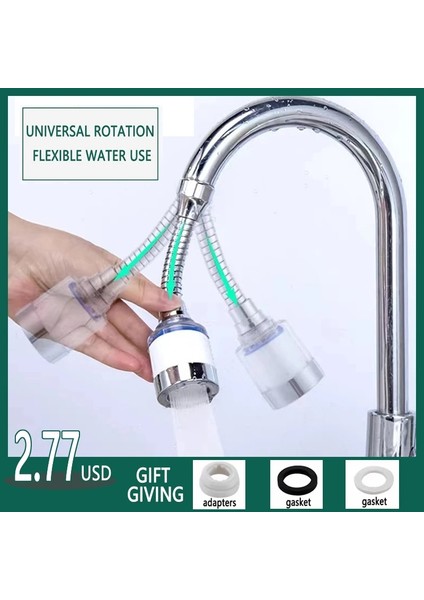 Hortumlar Birleşik Tarzı Mutfak Lavabo 360 Döndür Arındırıcı Filtre Musluklar Fıskiye Değiştirilebilir Filtre Elemanı Yüksek Basınçlı Su Tasarrufu Genişletici Adaptör (Yurt Dışından)