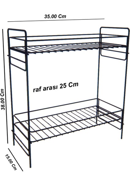 2 Katlı Evye Tezgah Altı Raf Banyo Mutfak Dolabı Çok Amaçlı Düzenleyici Deterjanlık Organizer