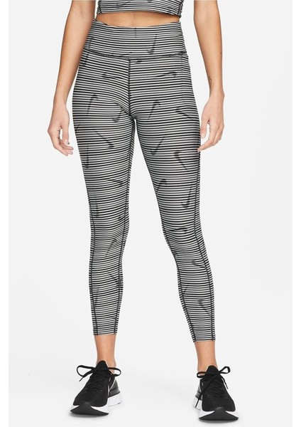 Dri-Fit Mid Rise Leggings 7/8 3 Cepli Toparlayıcı Tayt Siyah Gri