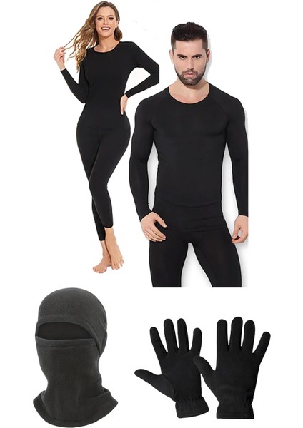 Belifanti Collection Unisex Termal Içlik Alt Üst Takım Polar Maske Polar Eldiven Set