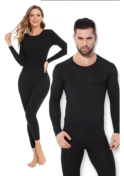 Belifanti Collection Unisex Termal Içlik Alt Üst Takım Polar Maske Polar Eldiven Polar Kulaklık Set Siyah