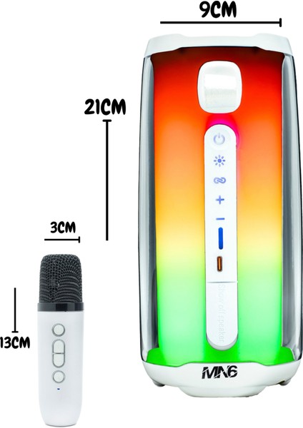 Pluse 5 Mikrofonlu Bluetooth Hoparlör/dekoratif Aydınlatma/led Işıklı Gece Lambası/360°ledli hoparlör/6 Saat Kesintisiz Oynatma/Taşınabilir Bluetooth Hoparlör