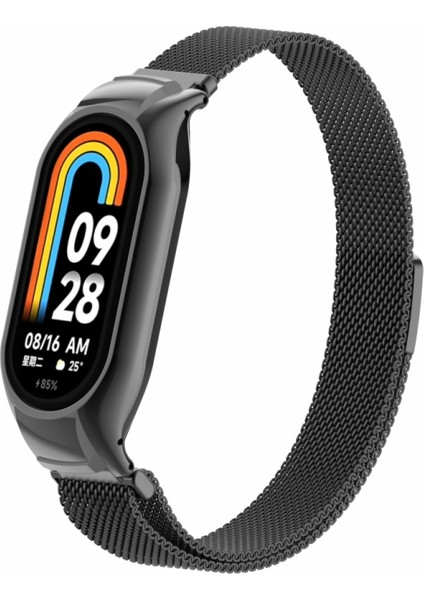 Xiaomi Mi Band 8 Uyumlu Kordon Mıknatıslı Hasır Örgü Paslanmaz Metal Kordon