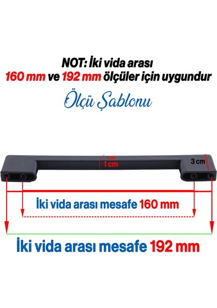 10 Adet Plastik Köprü Mobilya Mutfak Çekmece Dolabı Dolap Kapak Siyah Kulbu Kulpu Kulpları 192 mm