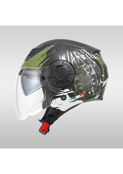 766 Matt Warrıor Black Army Grey Yarım Motosiklet Kaskı